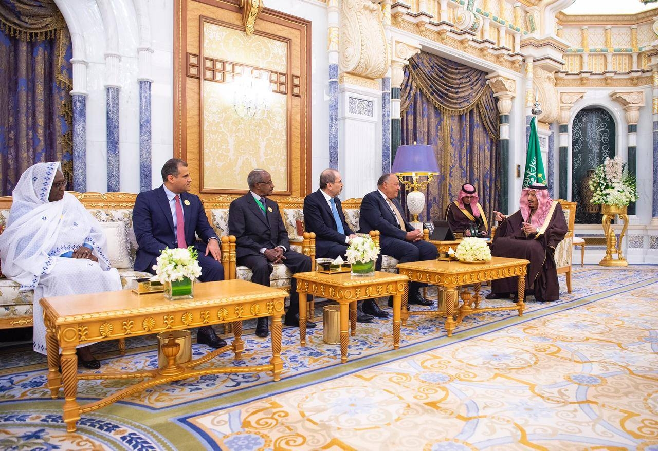 Custodian of the Two Holy Mosques King Salman receives foreign ministers of Arab and African countries that border the Red Sea and Gulf of Aden on Monday. — SPA