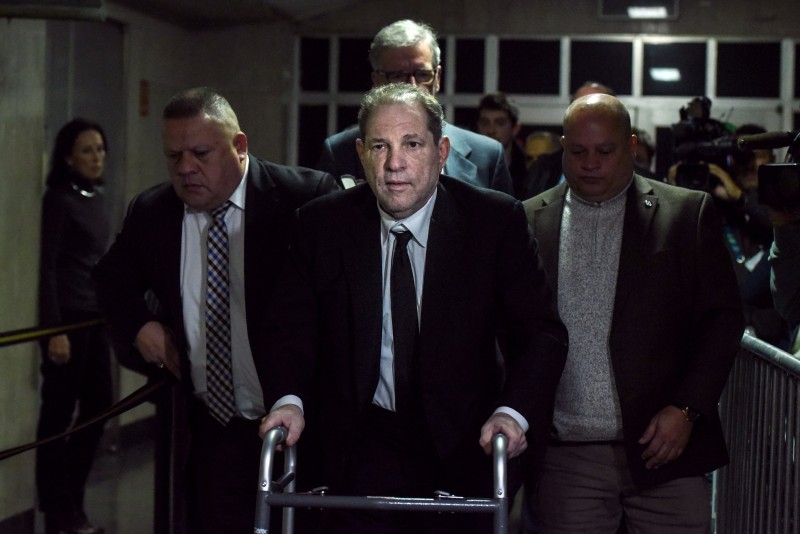 Harvey Weinstein leaves the courtroom in New York City criminal court in New York City on Monday. — AFP