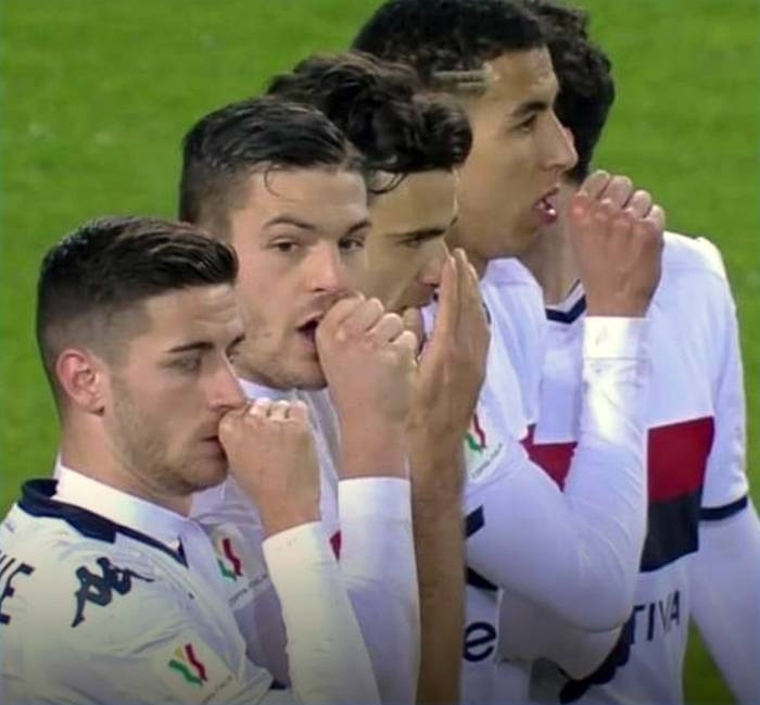 Torino players wait in anticipation during the penalties on Thursday. Torino beat Genoa 5-3 penalties to reach the Italian Cup quarterfinals on Thursday after both sides were tied 1-1 after extra-time.
