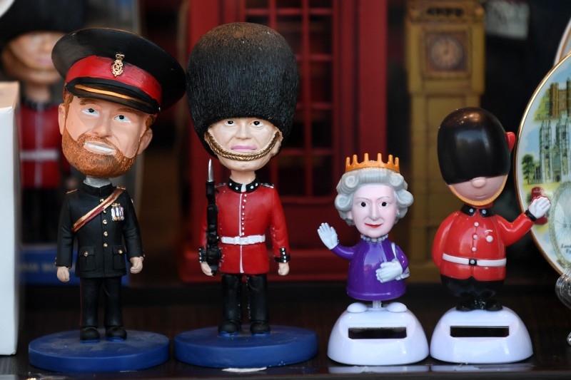 Royal memorabilia is displayed for sale in a store near Buckingham Palace in London on January 10, 2020. -AFP