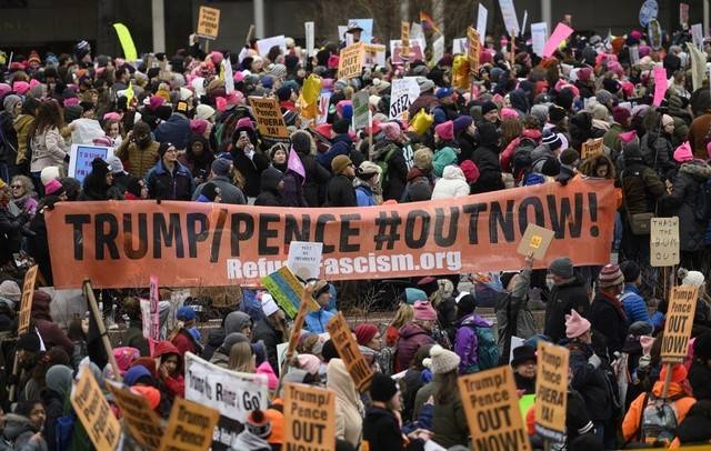 Demonstrators gather for the 4th annual Women’s March in Washington, DC, on January 18, 2020. -AFP