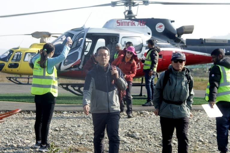 Helicopters were sent out on Saturday to rescue about 200 people stranded around Annapurna and other nearby mountains after the incident. — Courtesy photo