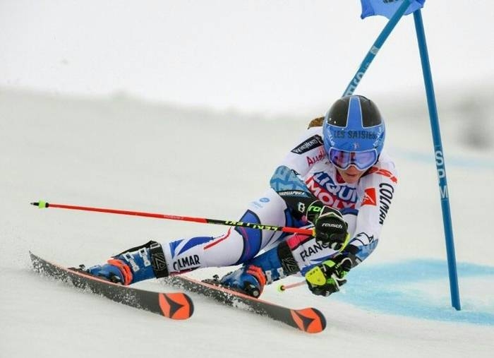 France's Clara Direz claimed a first World Cup win in the parallel giant slalom in Sestriere. — AFP 