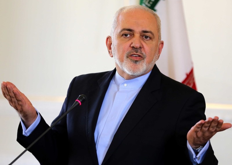 (FILES) In this file photo taken on February 13, 2019, Iran's Foreign Minister Mohammad Javad Zarif gestures during a press conference in Tehran. - Zarif, who was the lead negotiator in the 2015 nuclear deal, announced his resignation on Instagram on February 25, 2019. 
