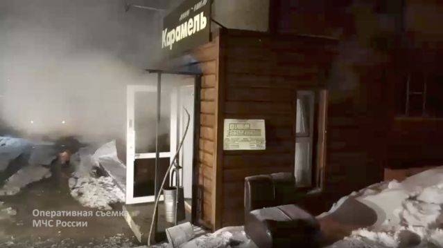 In this image made from video provided by Russian Emergency Situations Ministry press service, shows a view of a damaged hotel of nine rooms located in the basement of a residential building which was flooded with boiling water after a pipe ruptured in Perm, Russia, on Monday. — Courtesy photo 