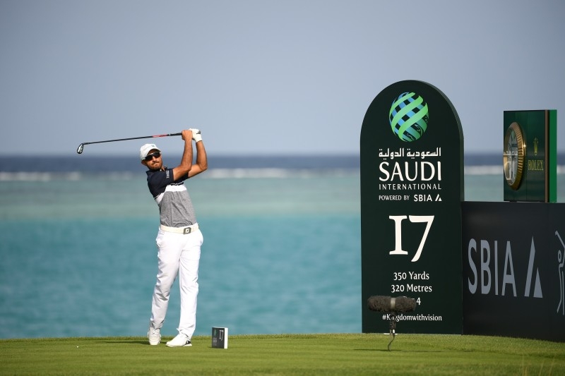 Othman Al Mulla of Saudi Arabia tees off on the 17th hole during Day two of the Saudi International at the Royal Greens Golf & Country Club on Feb.1, 2019 in King Abdullah Economic City, Saudi Arabia. 