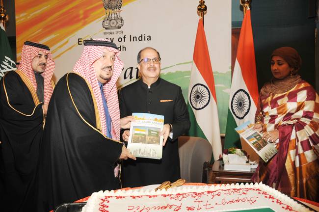India Ambassador Dr. Ausaf Sayeed speaks at the National Reception was hosted at the Cultural Palace, Diplomatic Quarter in Riyadh.