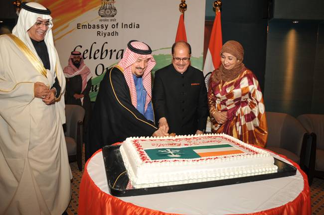 India Ambassador Dr. Ausaf Sayeed speaks at the National Reception was hosted at the Cultural Palace, Diplomatic Quarter in Riyadh.