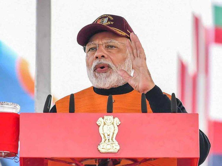 Prime Minister Narendra Modi addresses during the Annual PM's National Cadet Corps (NCC) Rally 2020 at Cariappa Parade Ground in New Delhi on Tuesday. — Courtesy photo