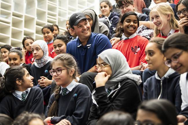 Patrick Reed surprised over 100 school students with a visit ahead of this week’s Saudi International at Royal Greens Golf Club, King Abdullah Economic City, Saudi Arabia. - Courtesy photo

Photo by Alex Broadway