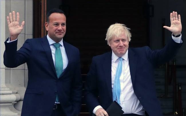 Ireland Prime Minister Leo Varadkar and UK Prime Minister Boris Johnson are seen in this file photo. A failure by Britain and the European Union to reach a post-Brexit trade deal by the end-of-year deadline would pose an 