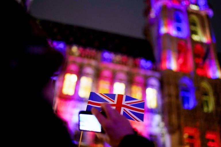 Ahead of Britain's departure from the EU, Brussels' Grand-Place was on Thursday lit in red, white and blue. — AFP