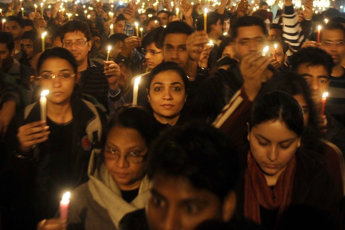 File photo of protestors holding a candle vigil following the verdict for a notorious gang-rape and murder on a Delhi bus in 2012.