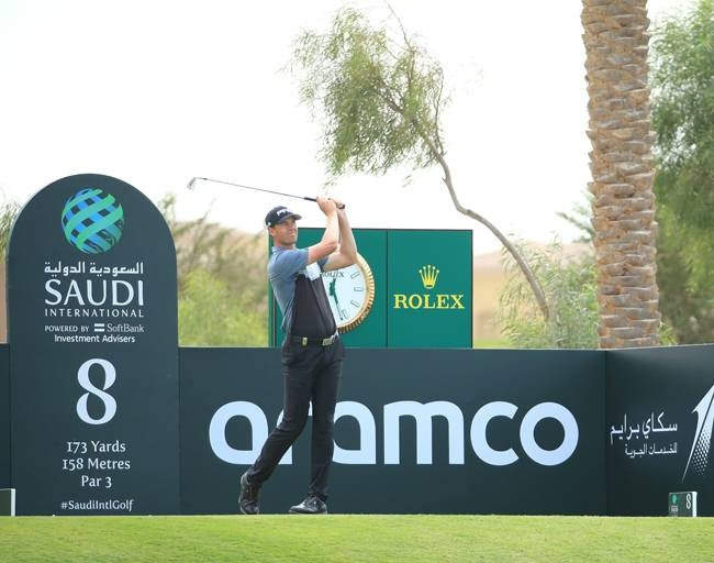 Graeme McDowell of Northern Ireland on the par three 16th tee during the second round of the Saudi International at Royal Greens Golf and Country Club on Friday in King Abdullah Economic City, Saudi Arabia. — Courtesy photo