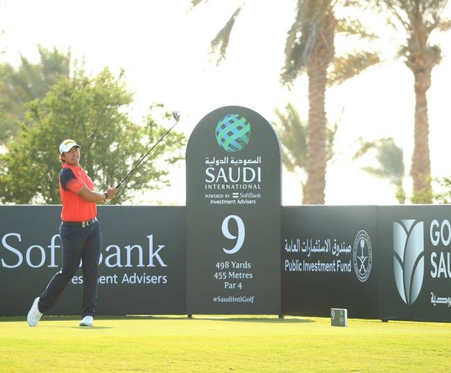 Graeme McDowell of Northern Ireland on the par three 16th tee during the second round of the Saudi International at Royal Greens Golf and Country Club on Friday in King Abdullah Economic City, Saudi Arabia. — Courtesy photo