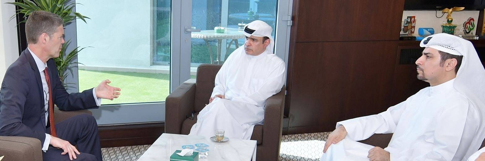 From left: Michael Punke, Vice President of Public Policy at Amazon Web Services;  Sami Al Qamzi, and  Fahad Al Gergawi