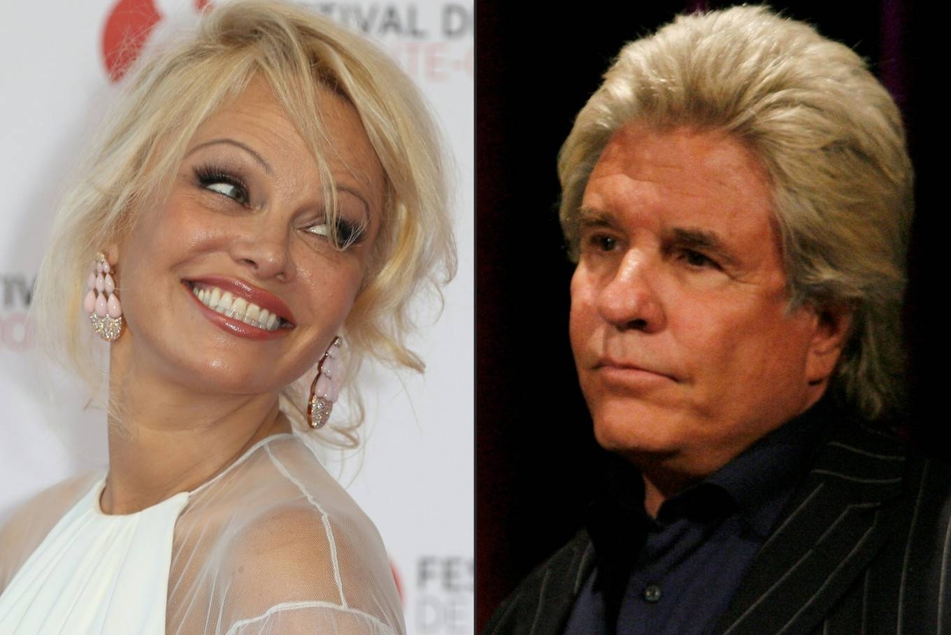 This combination of pictures created on Monday shows US actress Pamela Anderson poses during the opening Ceremony of the 57th Monte-Carlo Television Festival on June 16, 2017 in Monaco and movie mogul Jon Peters. — AFP
