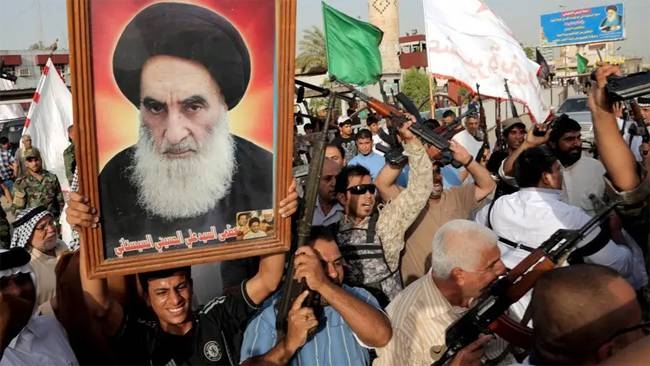 Grand Ayatollah Ali Sistani, seen in the portrait in the file photo, condemned the bloodshed as 