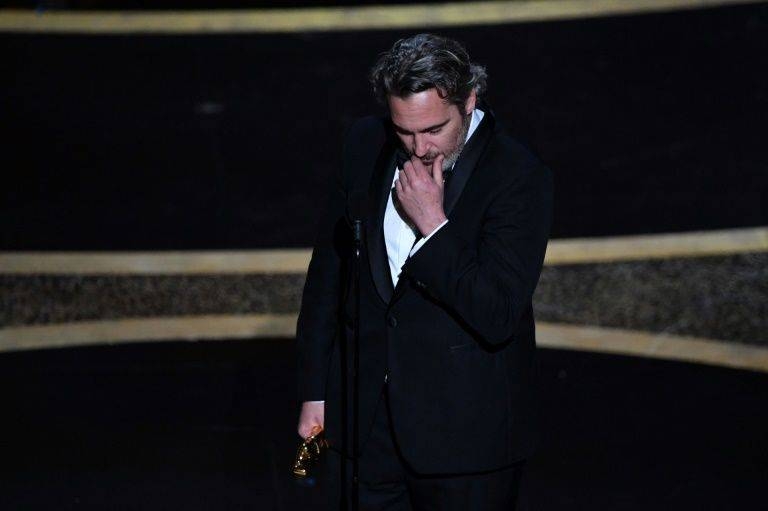 Joaquin Phoenix got emotional as he accepted the best actor Oscar for 