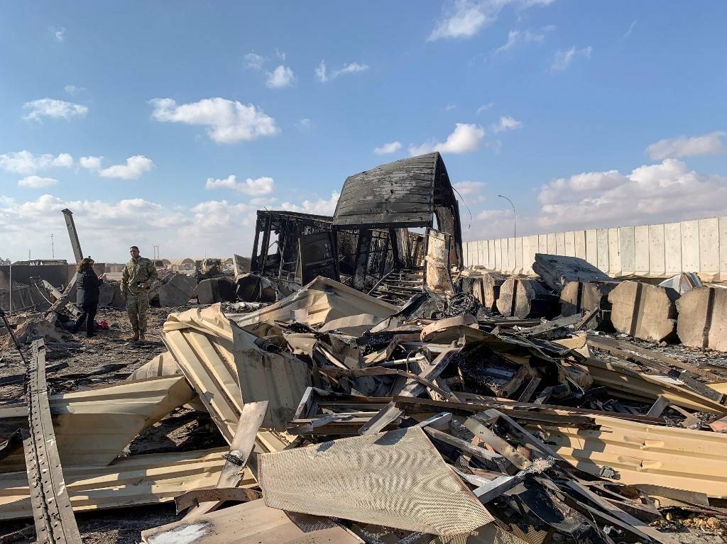 A picture taken on Jan. 13, 2020 during a press tour organized by the US-led coalition fighting the remnants of Daesh (the so-called IS), shows a view of the damage at Ain Al-Asad military airbase housing US and other foreign troops in the western Iraqi province of Anbar. — AFP