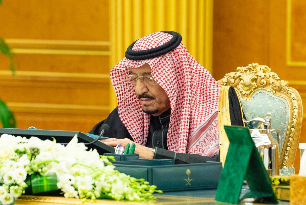Custodian of the Two Holy Mosques King Salman chairs the weekly session of the Cabinet at Al-Yamamah Palace in Riyadh on Tuesday. — SPA 