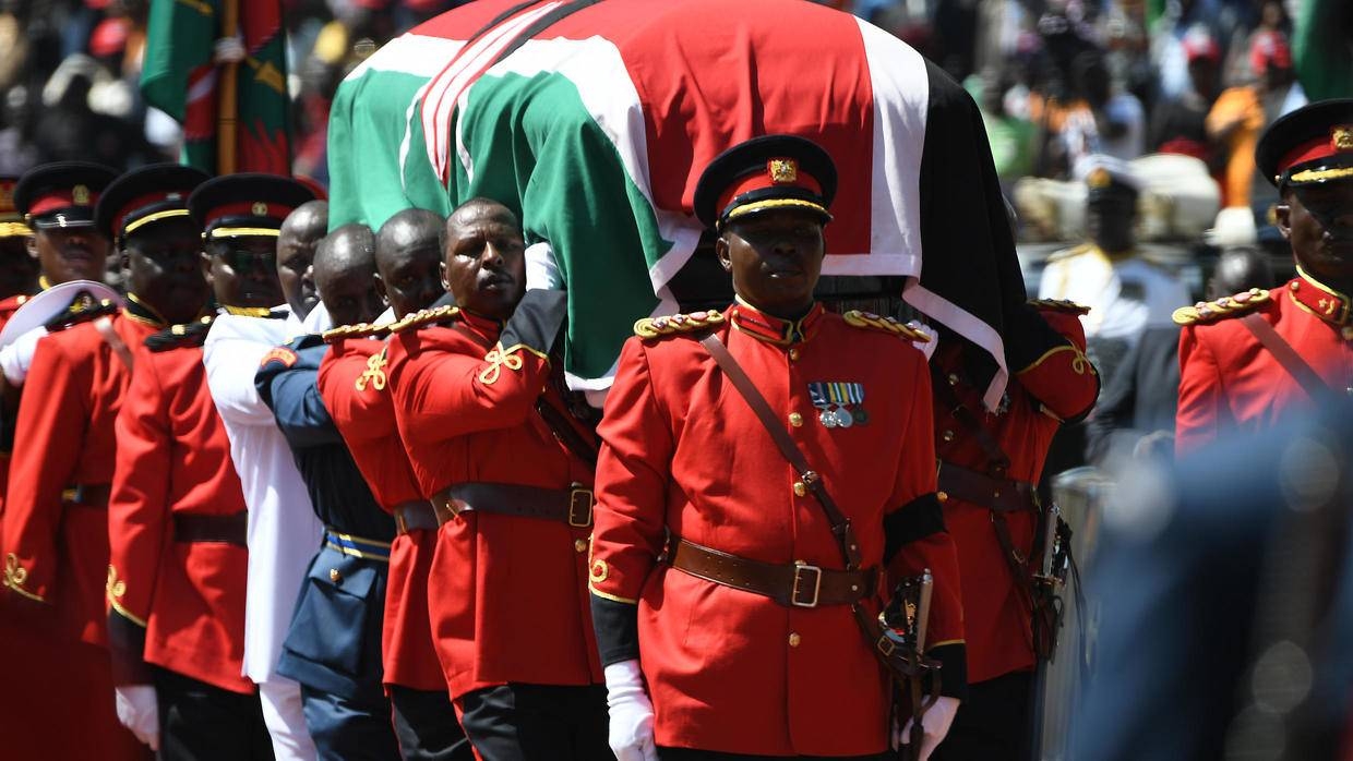 Moi, who towered over Kenya between 1978 and 2002, lay in state for three days in parliament, with tens of thousands of people filing past. — AFP