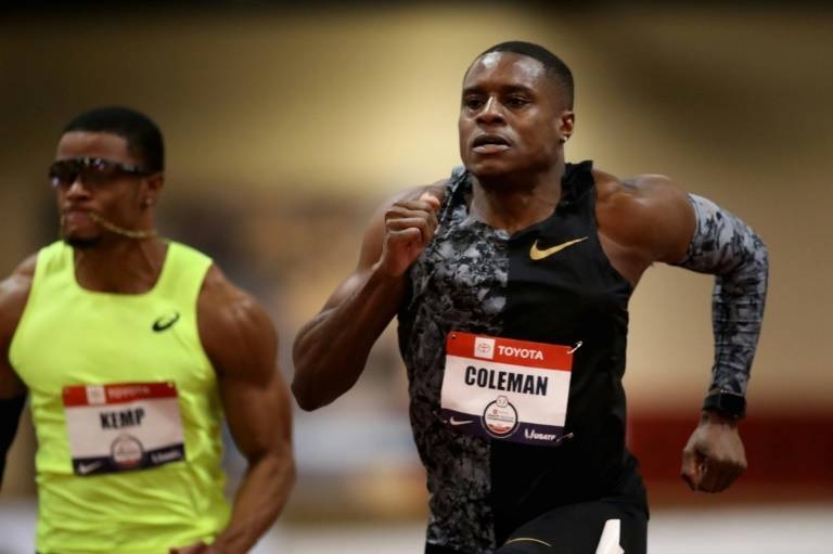 Christian Coleman competes in the 60 meters during the USATF Indoor Championships at Albuquerque Convention Center. New Mexico, on Friday. — AFP