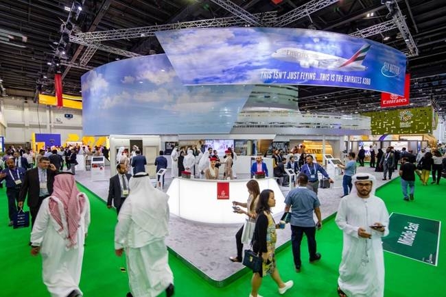 The Emirates stand at the ATM in Dubai