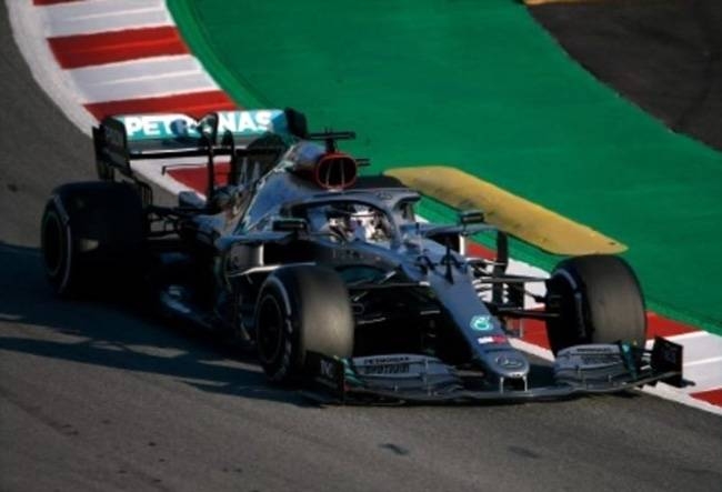 World champion Lewis Hamilton sets the pace in Montmelo, Spain.