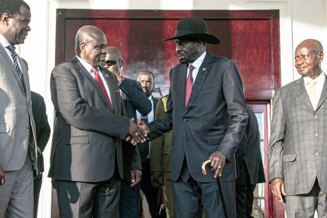 South Sudan President Salva Kiir and rebel leader Riek Machar agreed on Thursday to form a unity government, a long-delayed step towards ending six years of war. — AFP