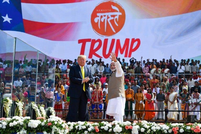 Trump heaped praise on Modi as an 'a great champion of India' in front of a crowd of around 100,000 at the world's biggest cricket stadium. — AFP