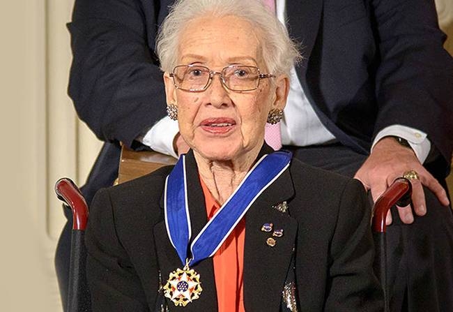 Katherine Johnson, a ground-breaking black NASA mathematician whose life was portrayed in the movie 