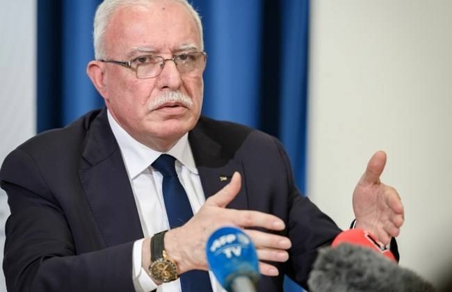 Palestinian Foreign Minister Riyad Al-Maliki gestures during a press conference organized by Geneva Association of United Nations Correspondents (ACANU) at the UN Office in Geneva, Wednesday. — Courtesy photo