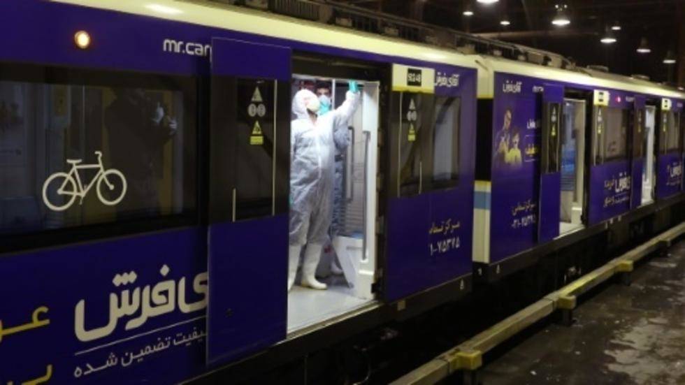 A municipal cleaner disinfects a metro train in Tehran as part of efforts to stem the spread of the Coronavirus which has now killed 43 in Iran, according to official figures. — Courtesy photo