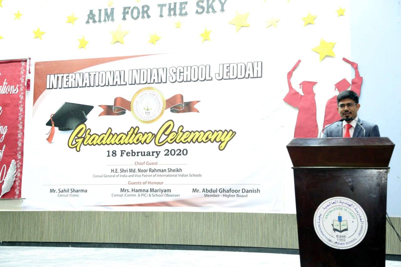 Indian Consul General Mohammed Noor Rahman Sheikh presenting certificate to a graduate as Principal Dr. Muzaffar Hassan looks on. — SG photos