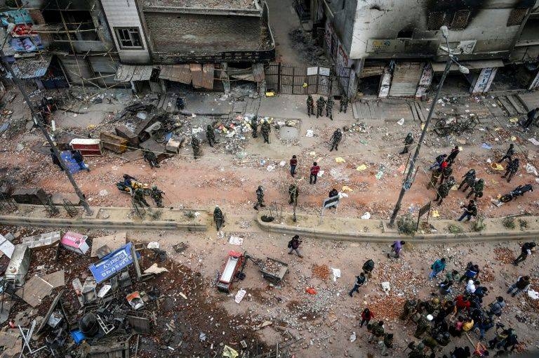 Riot-hit areas of Delhi lie in ruins after clashes in this file photo. — AFP