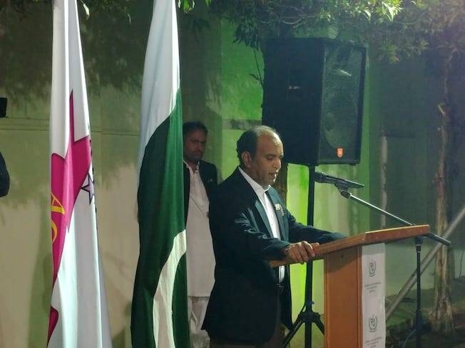 Consul General Khalid Majid giving the welcome address.