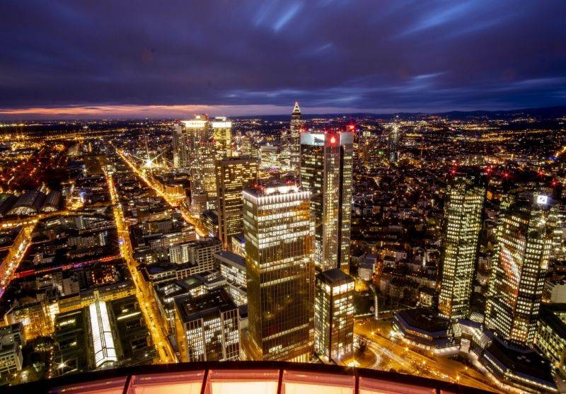 The buildings of the banking district are seen after the sun set in Frankfurt, Germany, in this Feb 14, 2020 file picture. — Courtesy photo