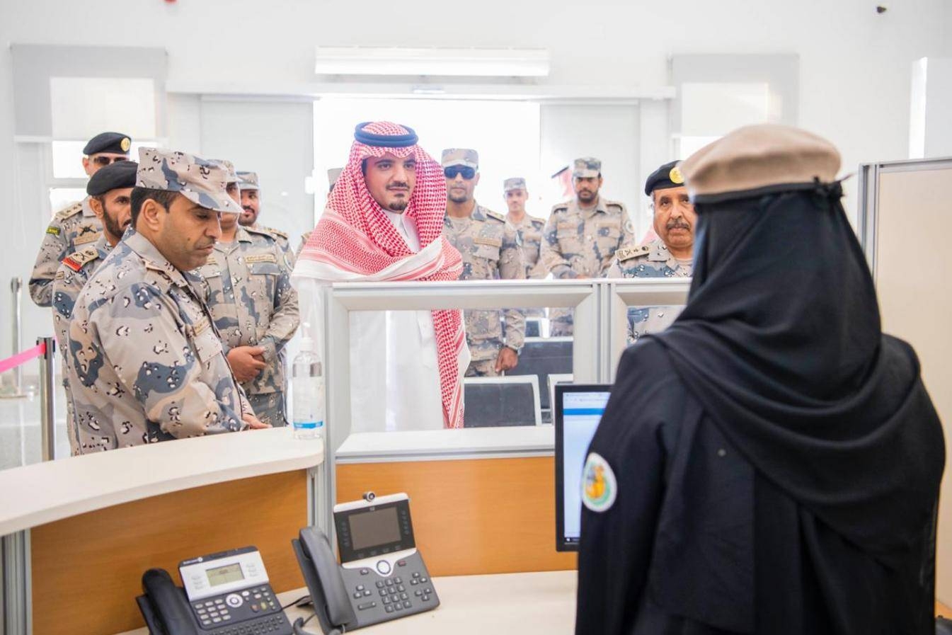 Saudi Minister of Interior Prince Abdulaziz Bin Saud Bin Naif during his visit to the border control center in Tabuk. — SPA