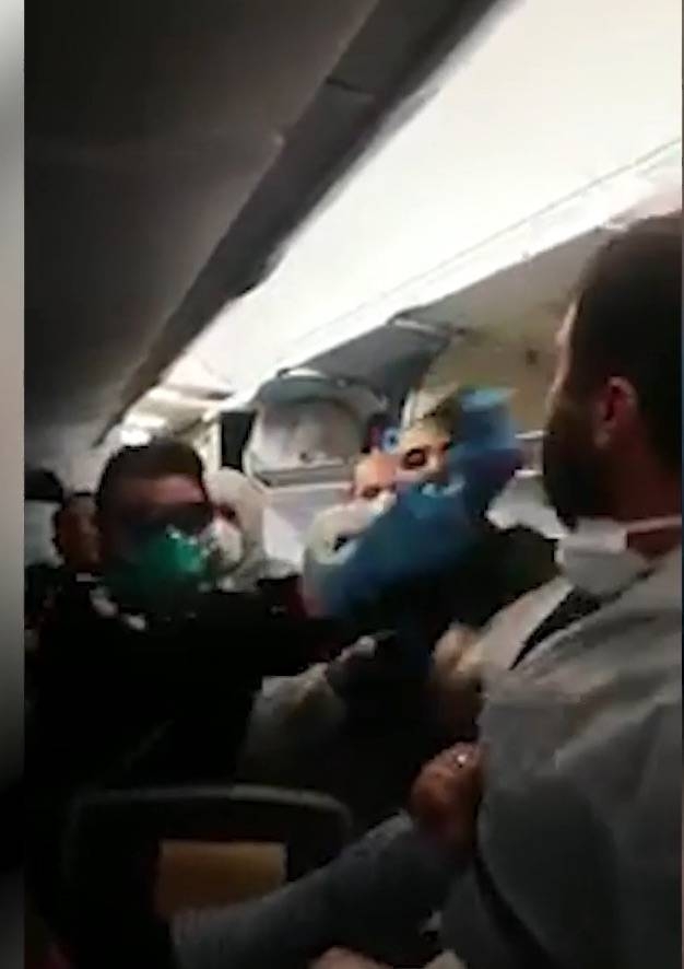 Screengrab of a fight that broke out on an MEA flight from Riyadh to Beirut. — Courtesy photo