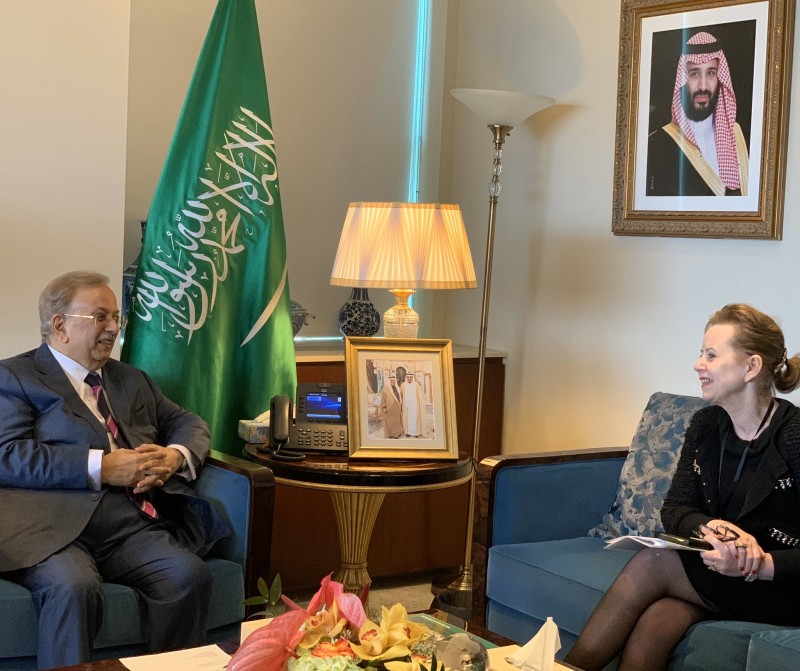 Ambassador Abdullah Al-Muallami met with Director of the Representative Office in New York to the United Nations Relief and Works Agency (UNRWA), the newly appointed Ambassador Greta Gunnarsdottir.