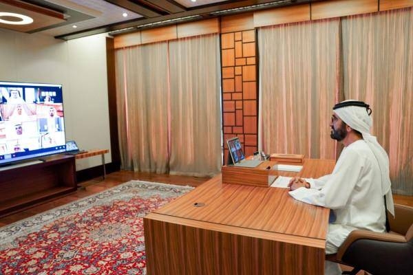 Sheikh Mohammed Bin Rashid Al Maktoum, Vice President and Prime Minister of UAE and Ruler of Dubai chairs a virtual meeting to discuss the economic impact of coroavirus. — Courtesy photo