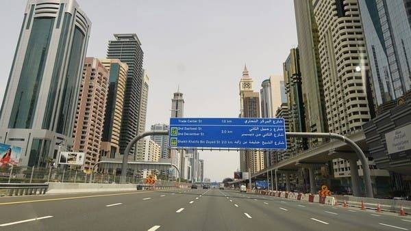 The empty Sheikh Zayed Street in Dubai is pictured on March 27 amid the COVID-19 coronavirus pandemic. -- File photo
