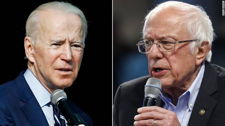 Former US Vice President and presumptive Democratic Party presidential nominee Joe Biden, left and  Senator Bernie Sanders are seen in this file combination picture. — Courtesy photo