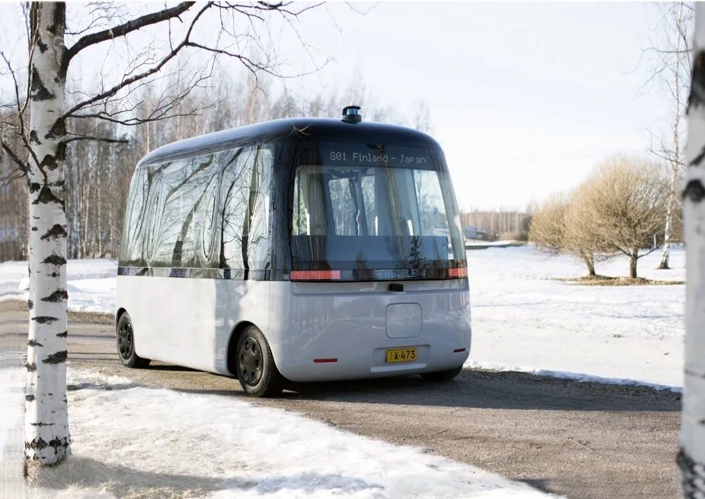 The award-winning autonomous shuttle bus GACHA — designed by MUJI — is one of the three of self-driving vehicles pilots launched by Sensible 4 in busy area of Helsinki.