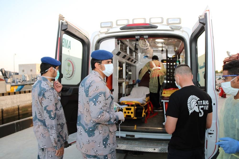 The Saudi Border Guard Ship Farasan evacuated a 35-year-old Ukrainian sailor suffering from kidney problems on board a ship in the Red Sea north west of Farasan Island in Jazan.