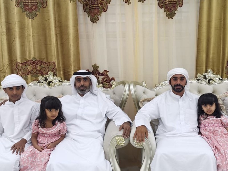 Saeed Al Khyeli, an Emirati man who has recovered from coronavirus, is seen with his children. — Courtesy WAM