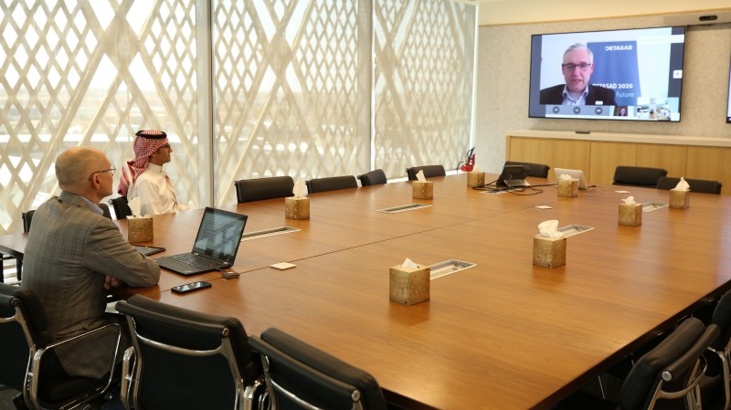 Qiddya and DETASAD officials signing a virtual agreement. — Courtesy photo