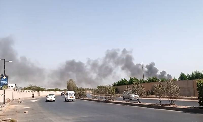 Plumes of smoke can be seen rising from the site of the crash. — Courtesy photo