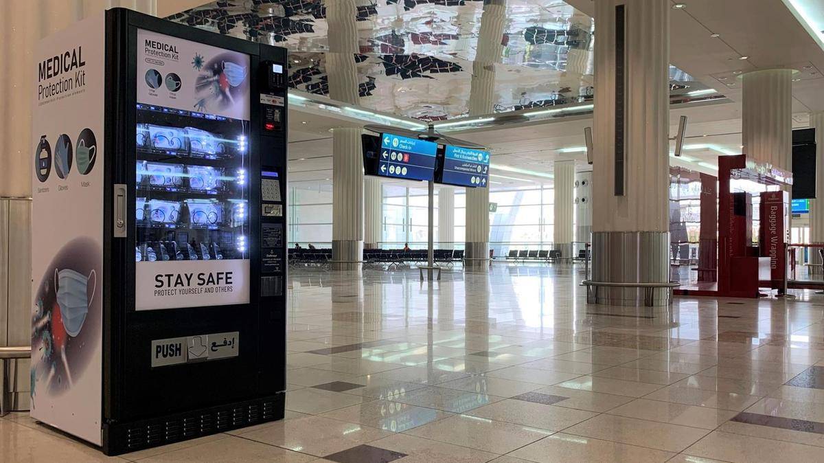 Dubai Airport Installs Vending Machines Filled With Face Masks Gloves Sanitizers Saudi Gazette